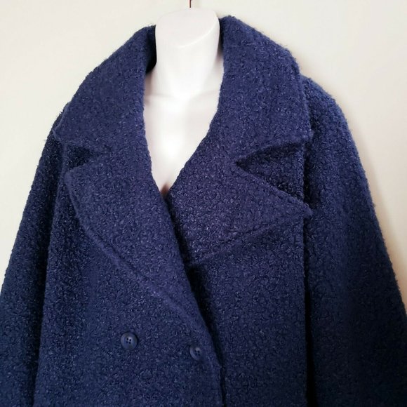 NWoT Women's ANTHONY RICHARDS Berber Blue Coat Jacket Button Front - Picture 2 of 7